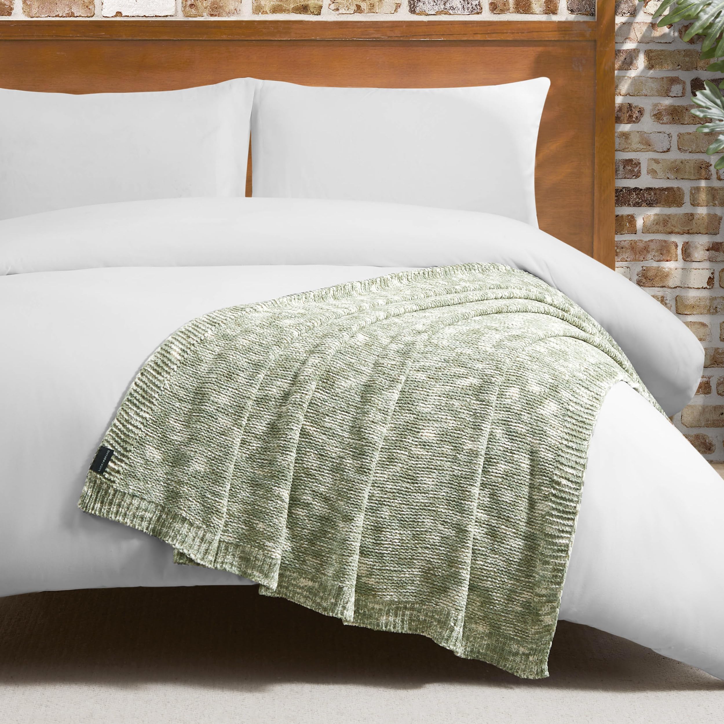 Manta de Lana Chenilla Lucky Brand Logan en Taupe/Sage de