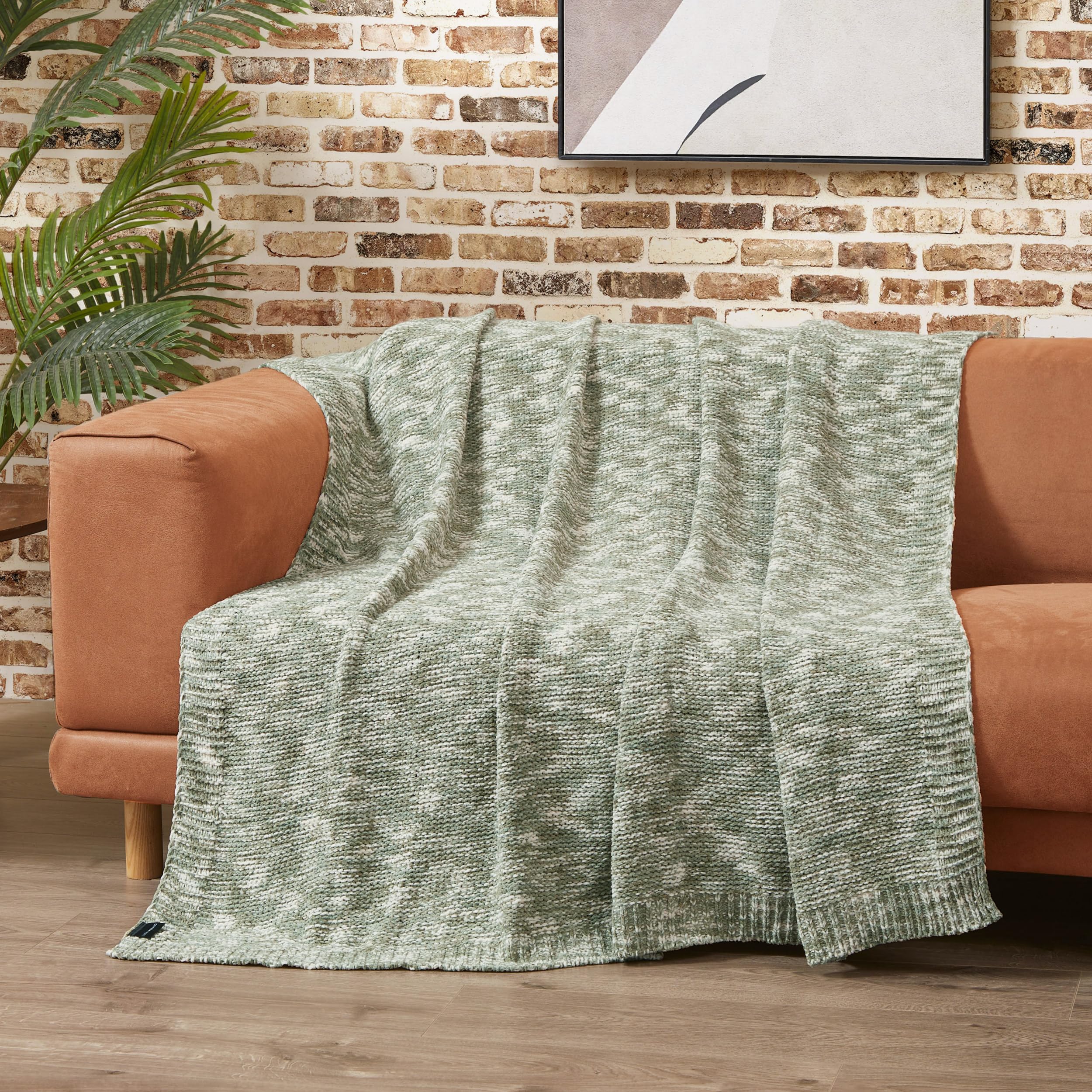 Manta de Lana Chenilla Lucky Brand Logan en Taupe/Sage de - Imagen 5