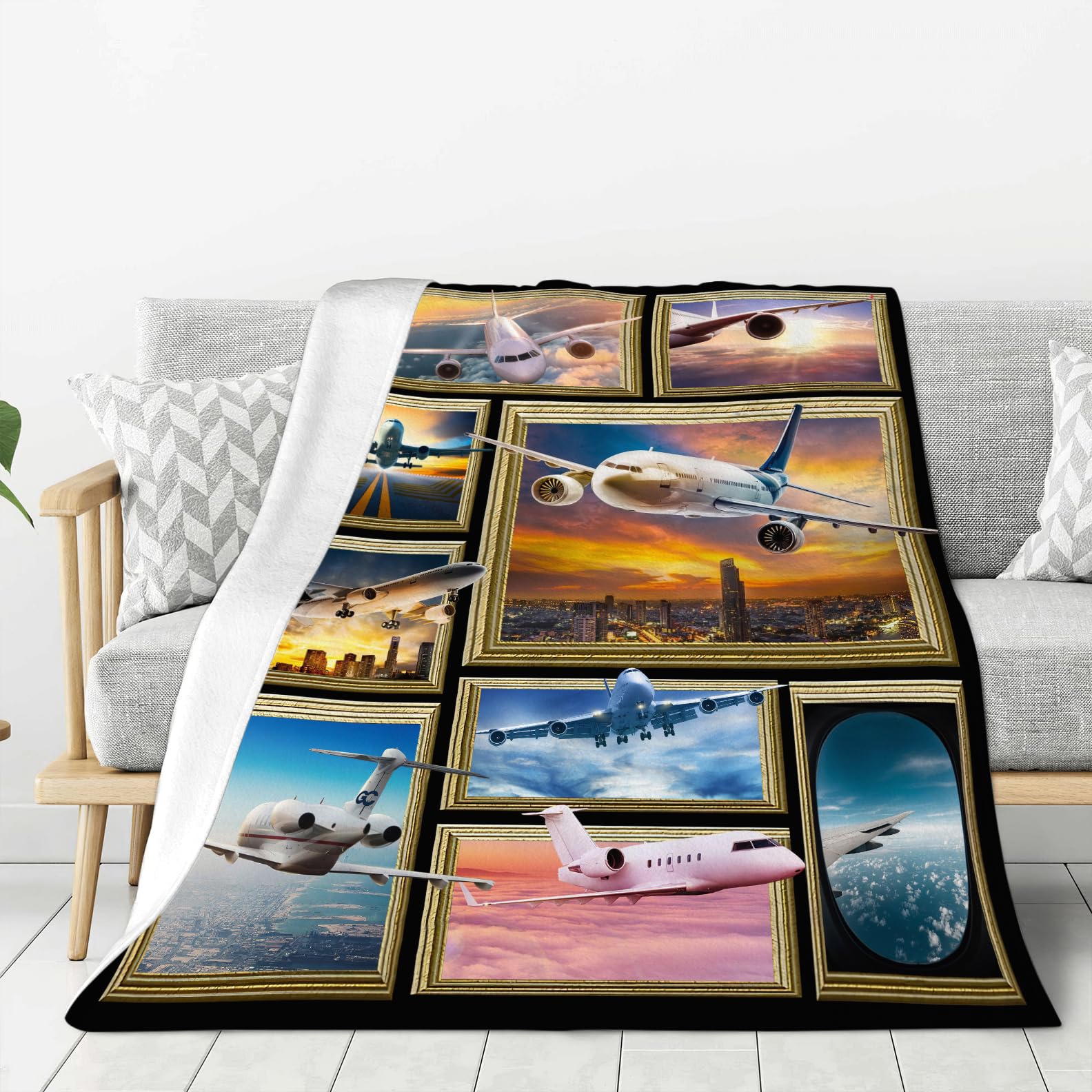 Manta de Avión Cubrecama de Aviación Suave de Franela Forro - Imagen 3