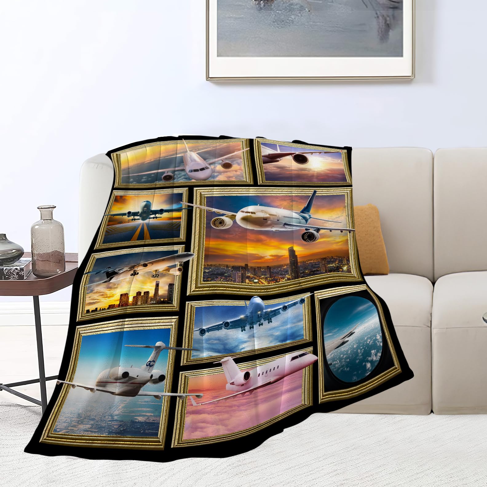 Manta de Avión Cubrecama de Aviación Suave de Franela Forro - Imagen 4