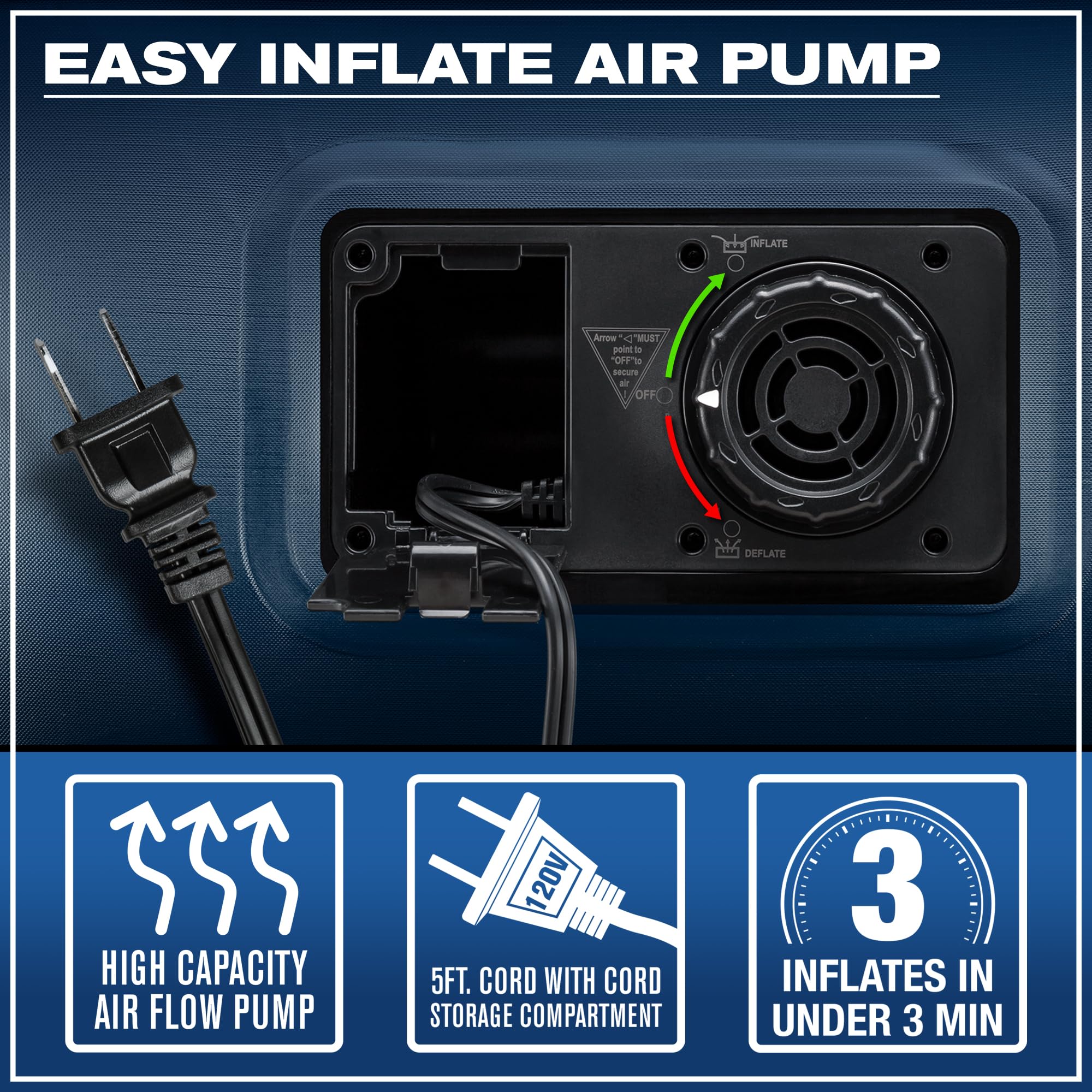 Colchón de Aire de Lujo Queen de 20" Pittman con Bomba - Imagen 7