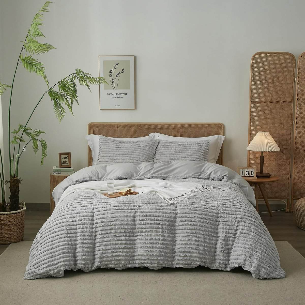 Juego de Funda Nórdica con Terciopelo de Ranúnculo para