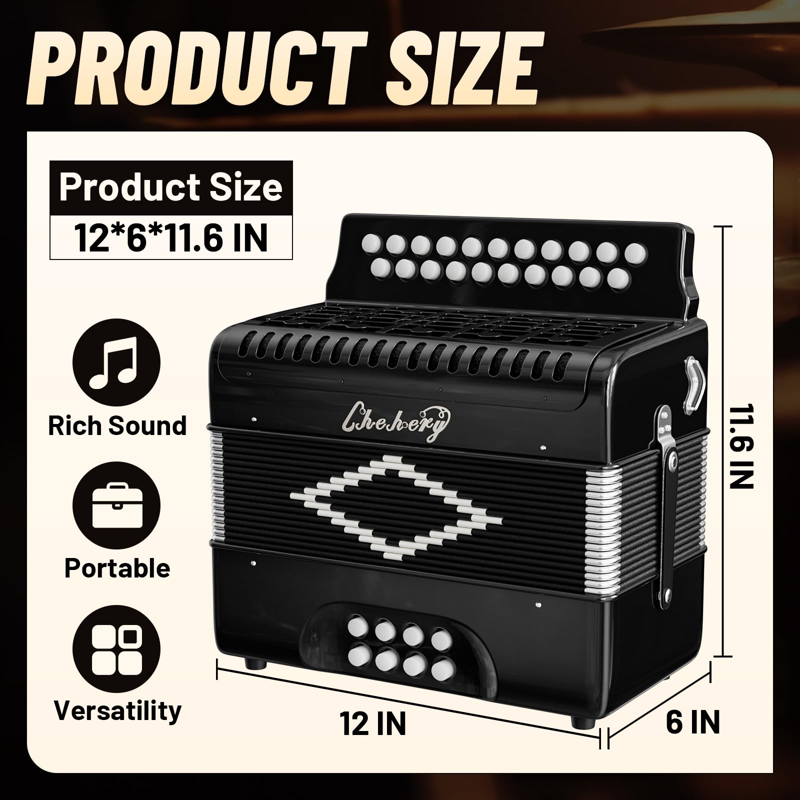 Acordeón de 21 Teclas y 8 Bajos en Si/Do, Instrumento - Imagen 5