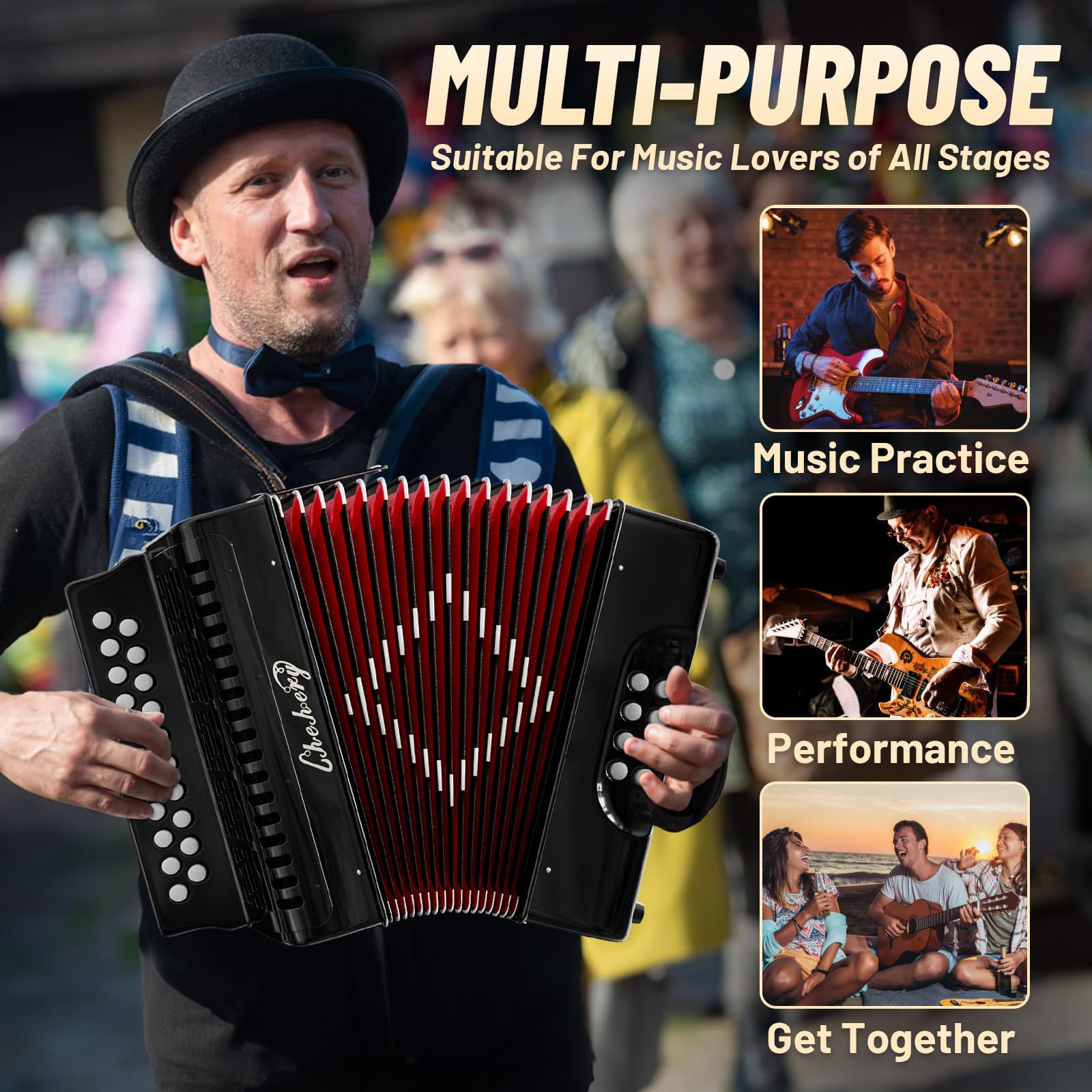 Acordeón de 21 Teclas y 8 Bajos en Si/Do, Instrumento - Imagen 3