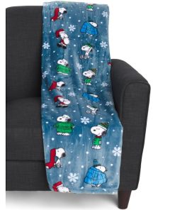 Manta de Navidad de la Pandilla de los Cacahuetes (Azul -