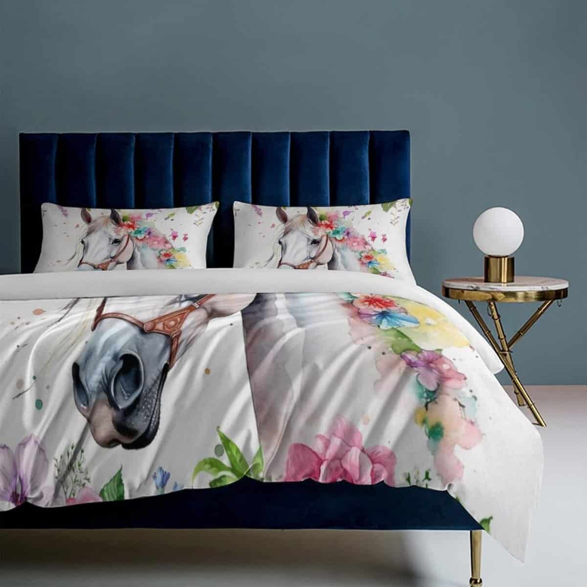 Set de Ropa de Cama Blanco de Caballo Tamaño Completo Juego - Imagen 9