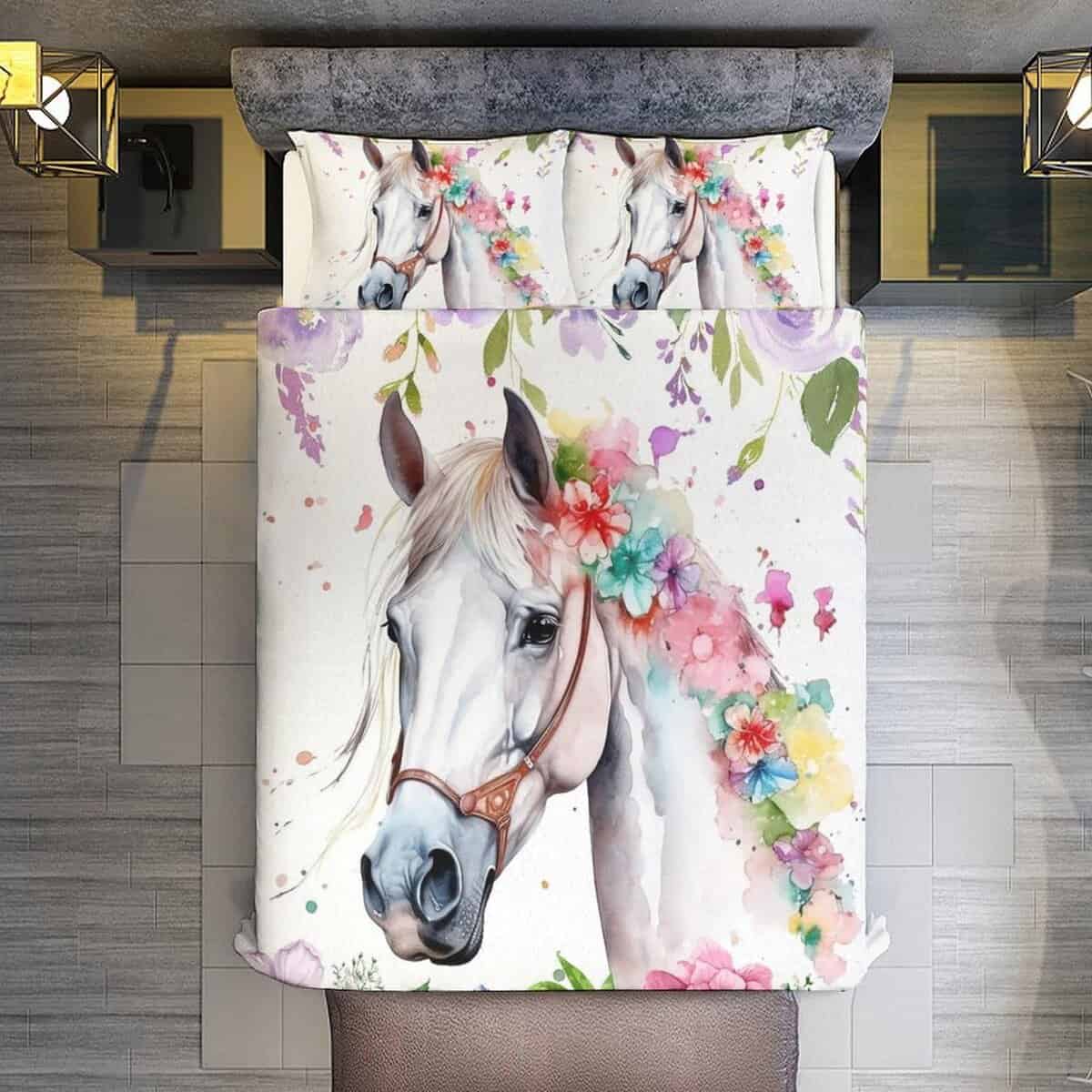 Set de Ropa de Cama Blanco de Caballo Tamaño Completo Juego - Imagen 8