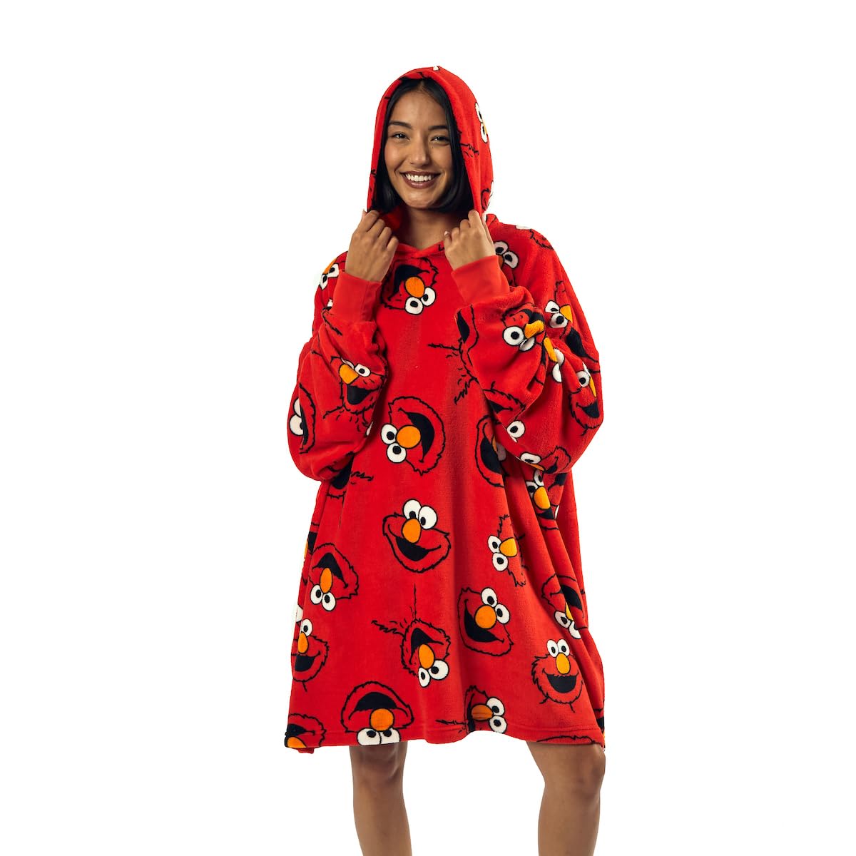 Manta con capucha de Elmo de Sesame Street con estampado