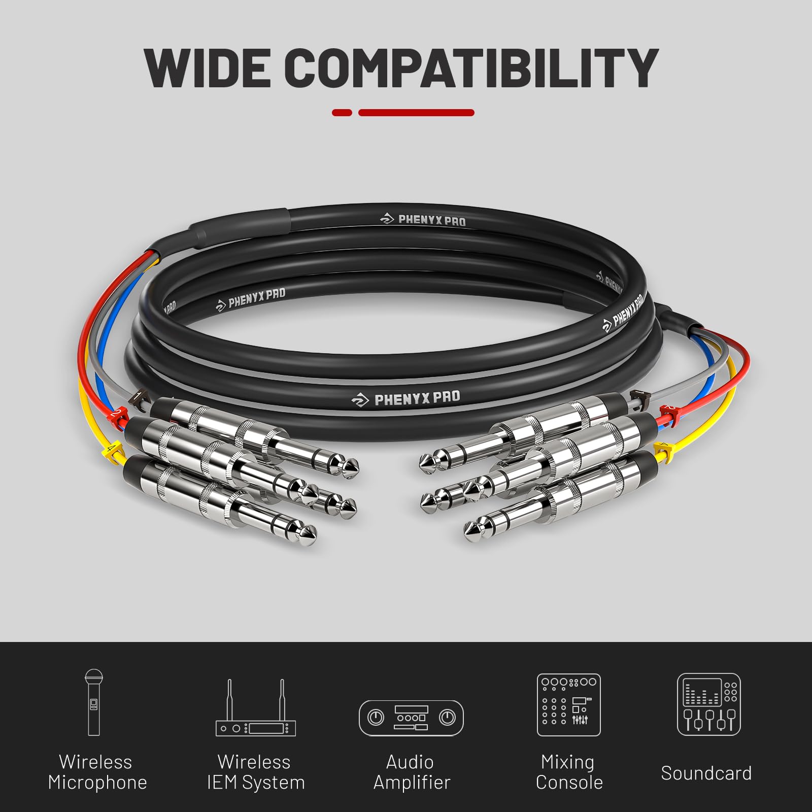 Cable TRS de 4 Canales Phenyx Pro, 10 pies de Longitud, - Imagen 7