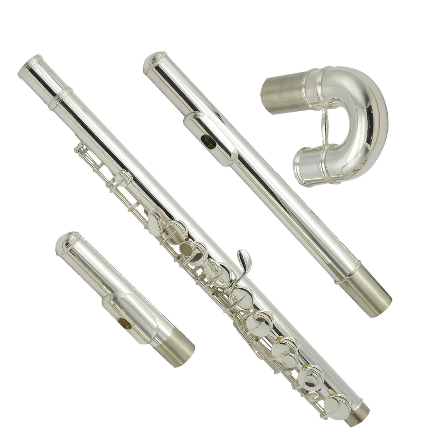 Flauta Alto Plateada HAORQ con Cabezas Recta y Curva Buena - Imagen 4