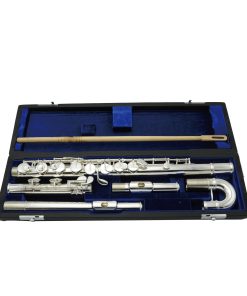 Flauta Alto Plateada HAORQ con Cabezas Recta y Curva Buena