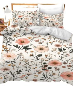 Set de Cama Floral de Dos Plazas Decoración de Hogar con