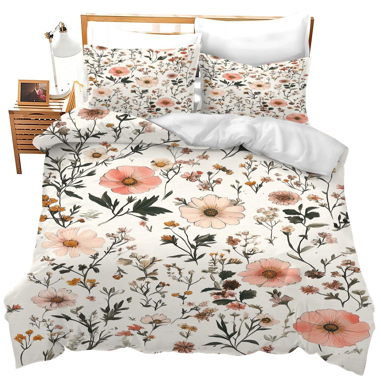 Set de Cama Floral de Dos Plazas Decoración de Hogar con