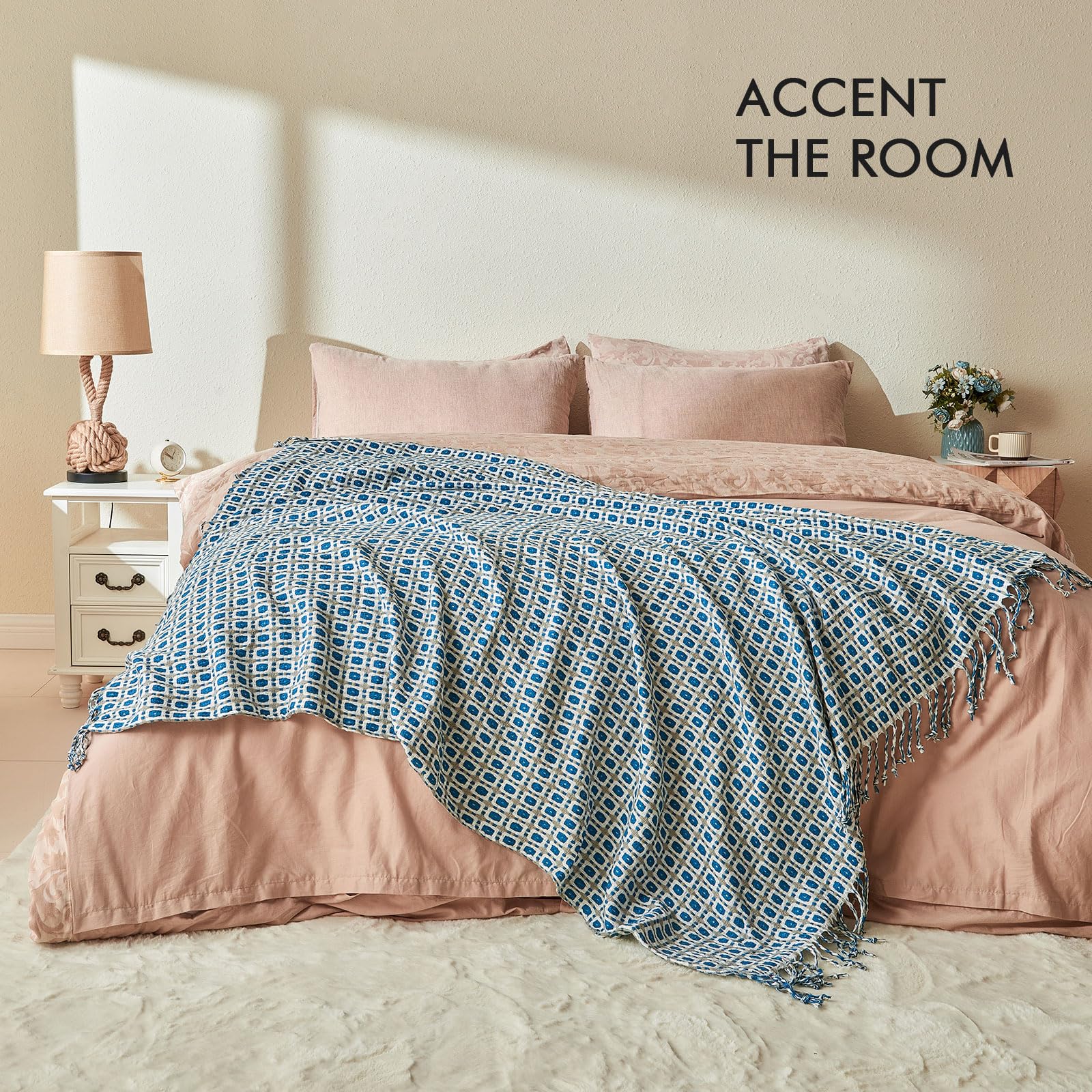 Manta de tiro para sofá de LIFEIN - Manta de cama boho - Imagen 3