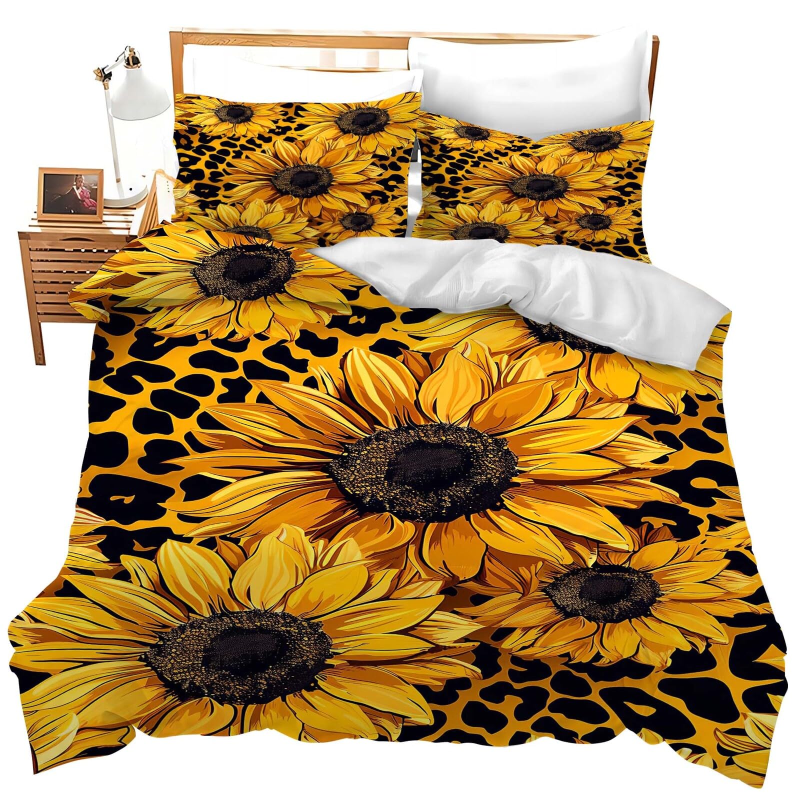Juego de Ropa de Cama Completa con Girasoles Amarillos