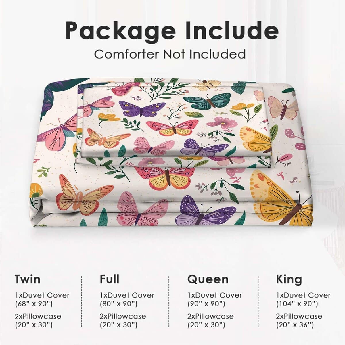 Juego de Ropa de Cama Fuzawet Twin Mariposa Colorida - Imagen 4