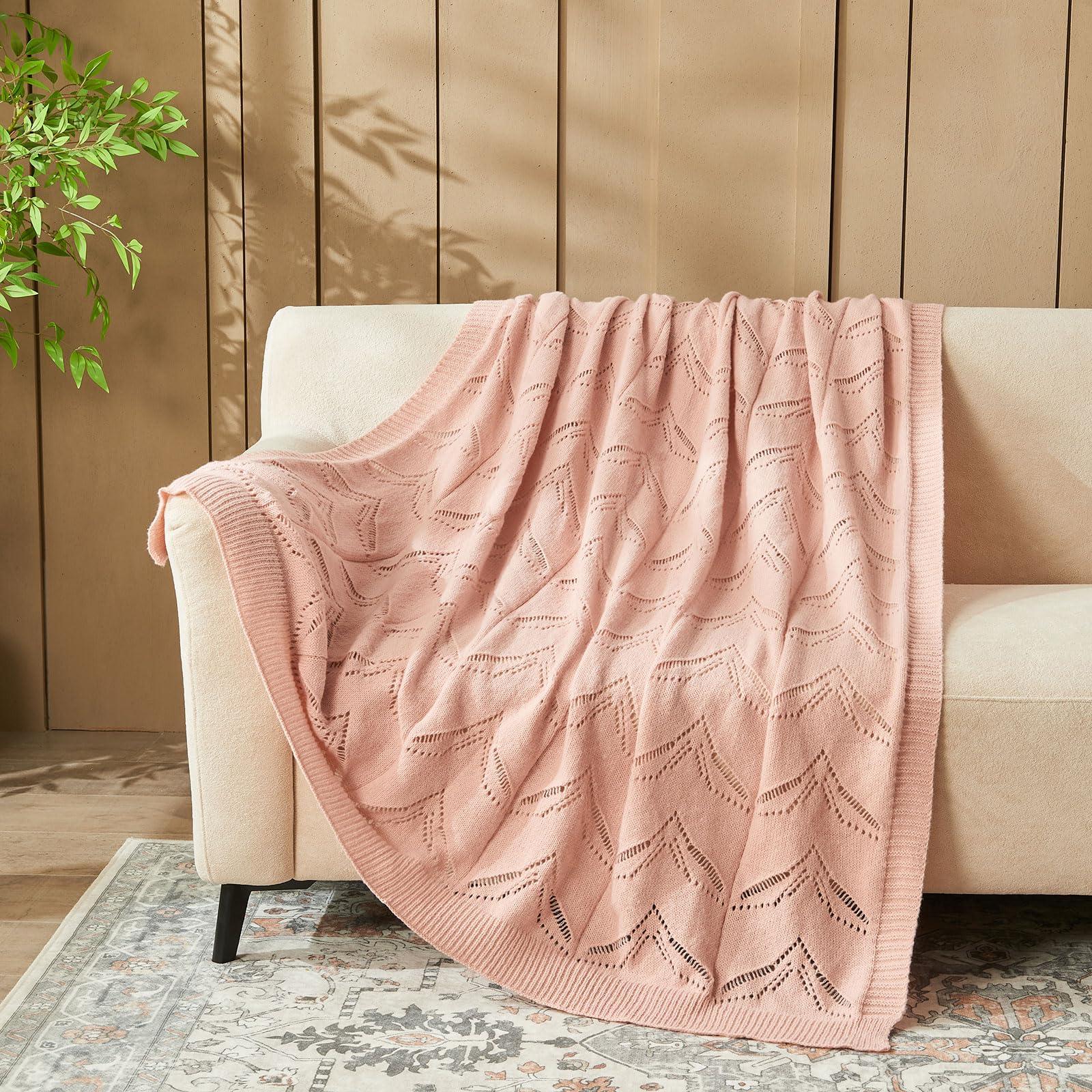 Manta de Lana para Sofá - Suave Manta de Cama Boho, Manta