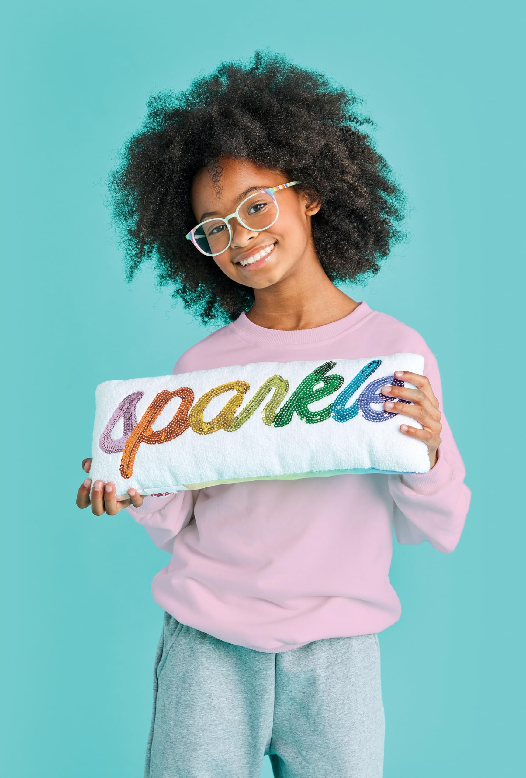 Almohada Decorativa Rectangular de Chenille, Lentejuelas y - Imagen 5