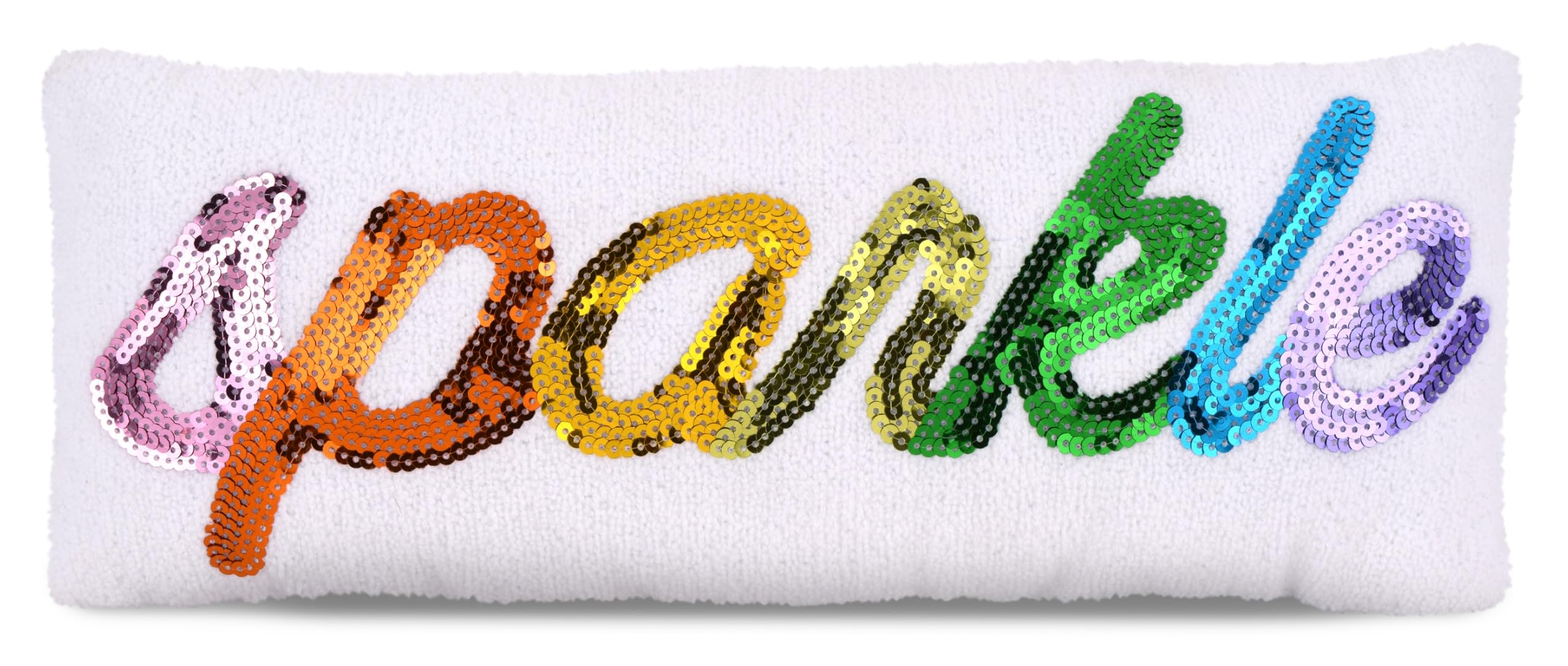 Almohada Decorativa Rectangular de Chenille, Lentejuelas y