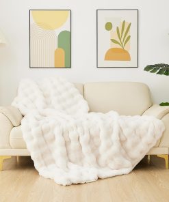 Manta de lana sintética Jingle Bears beige suave y