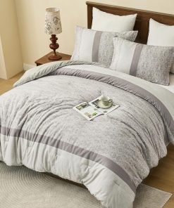 Juego de Edredón PlushVibes Queen a Rayas - 100% Algodón