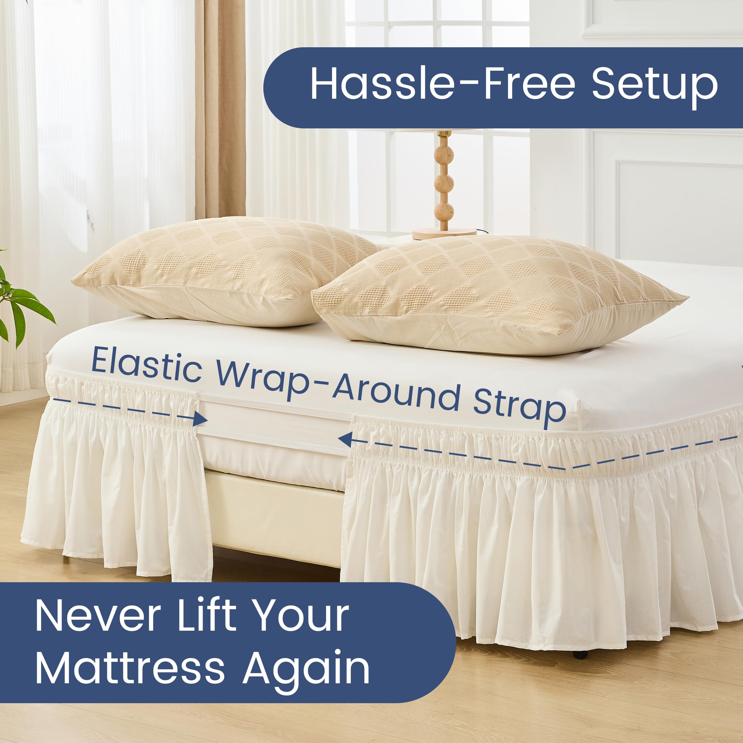 BISELINA Faldón de Cama Envolvedor de 17" de Altura, - Imagen 4