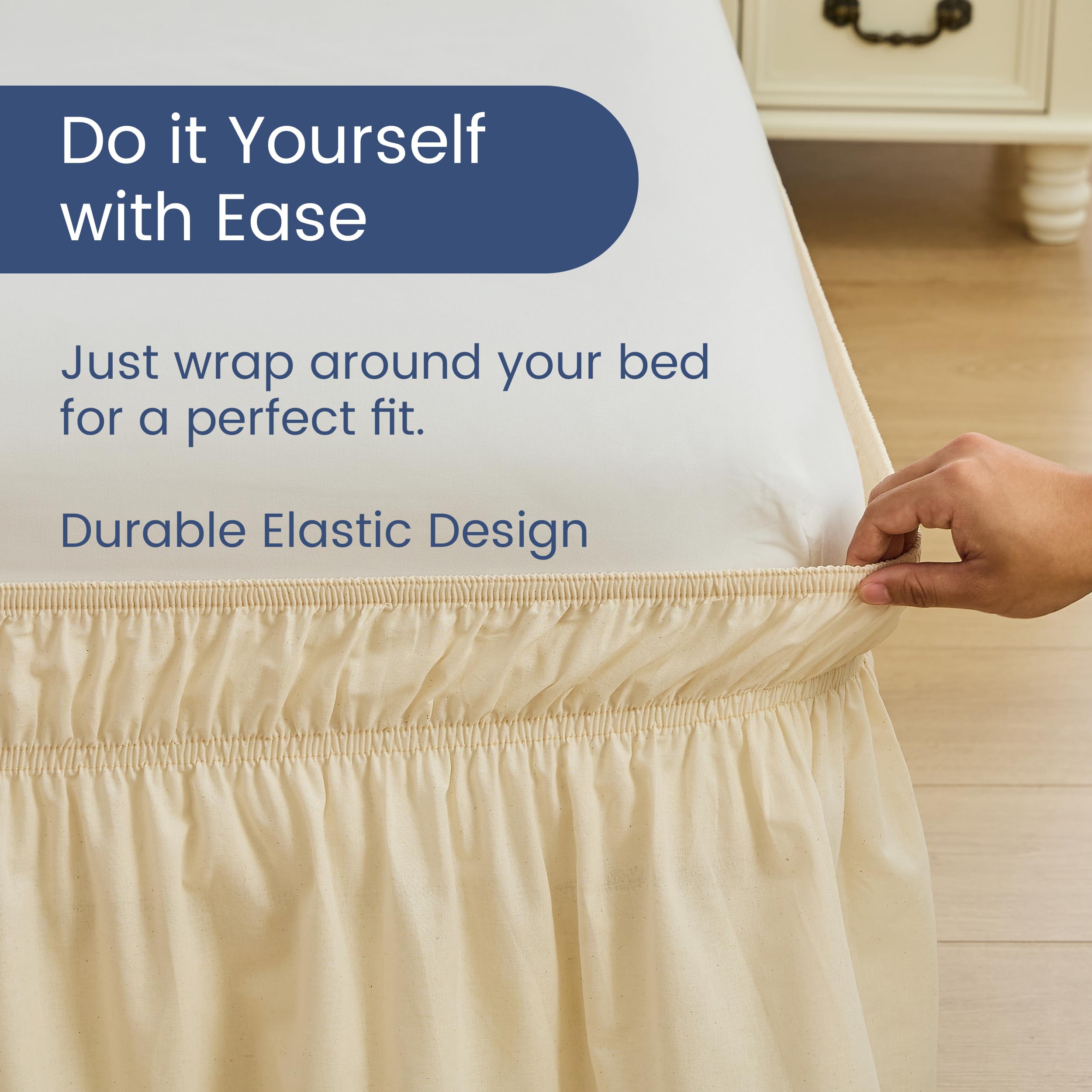BISELINA Faldón de Cama Ajustable de Algodón de 17" de - Imagen 5
