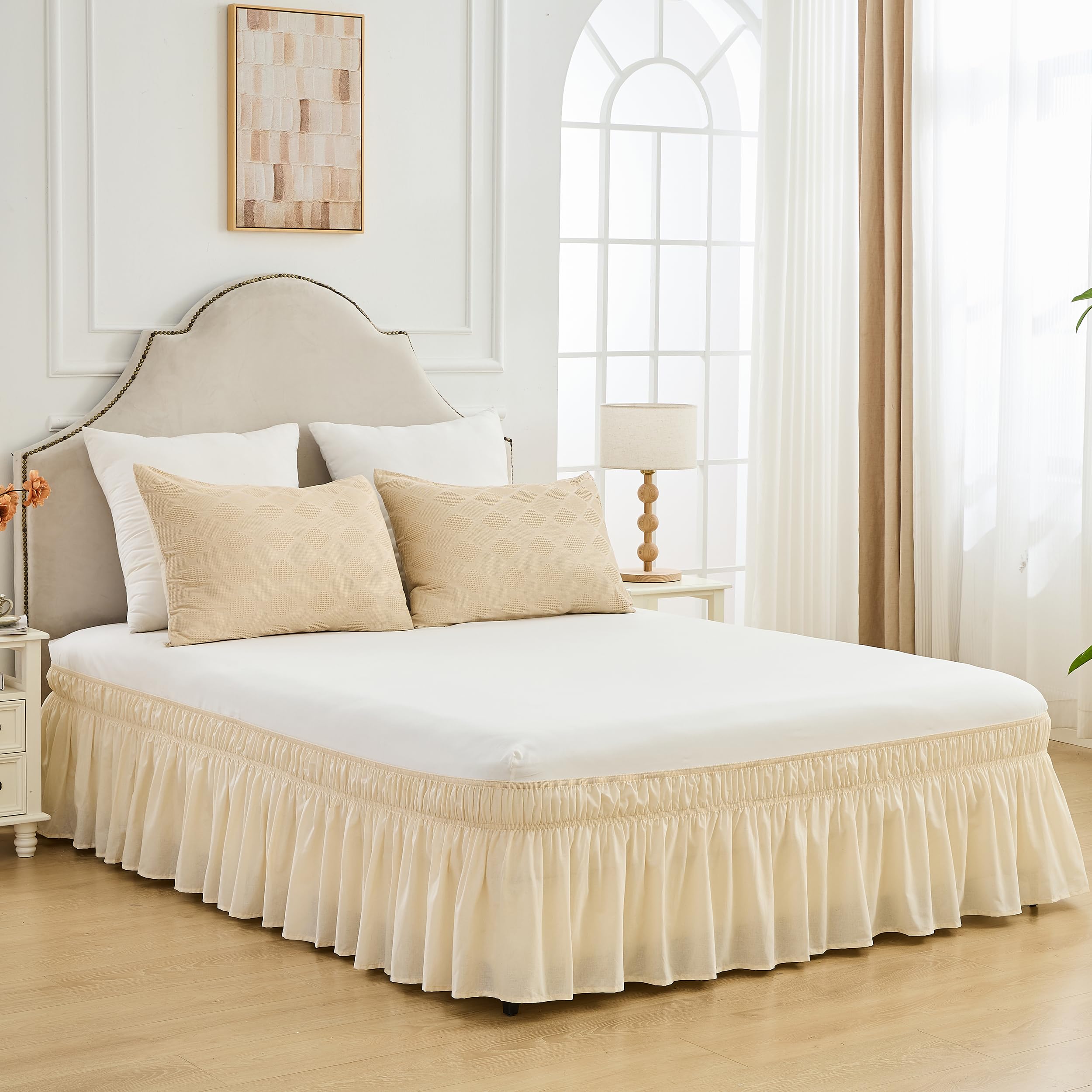 BISELINA Faldón de Cama Ajustable de Algodón de 17" de