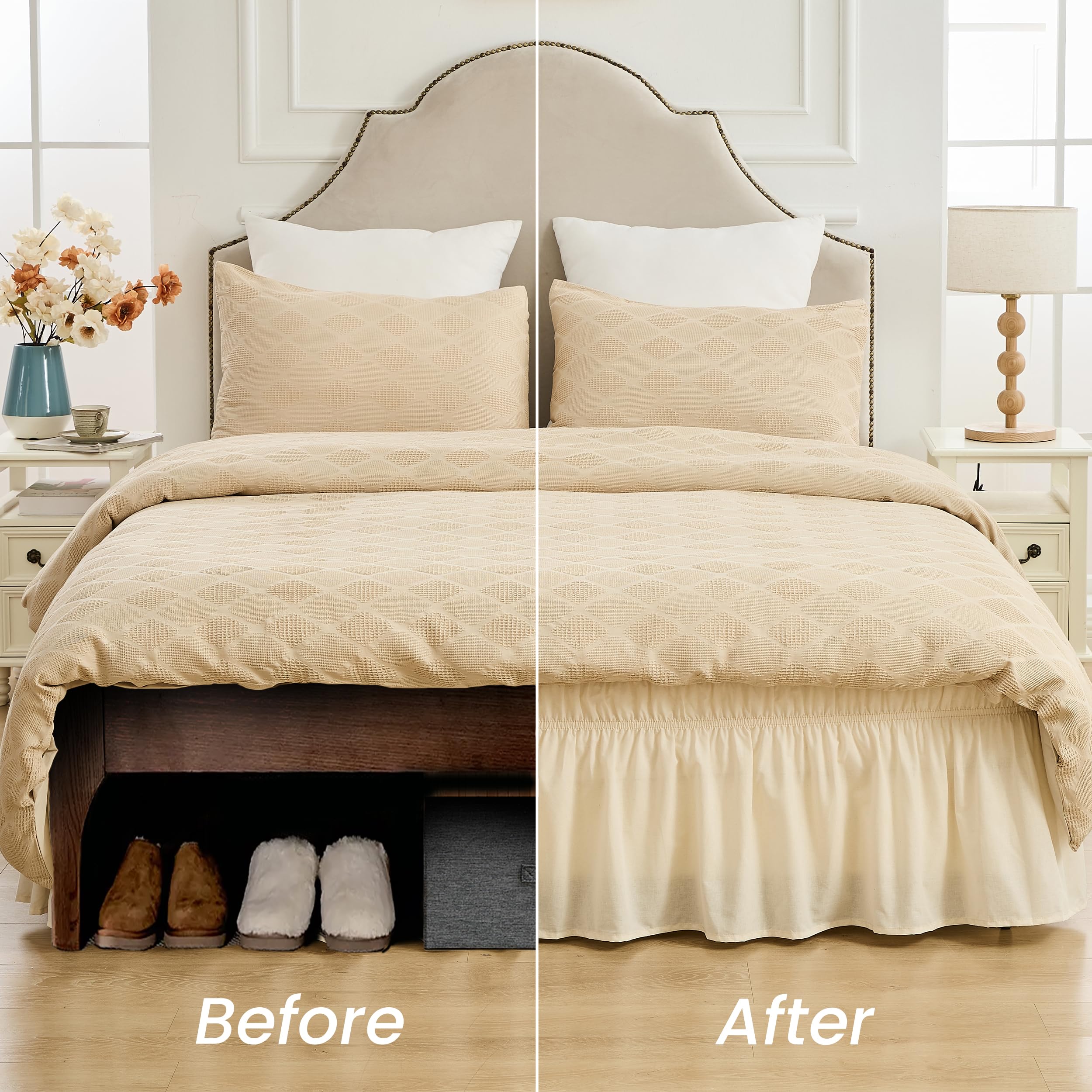 BISELINA Faldón de Cama Ajustable de Algodón de 17" de - Imagen 7