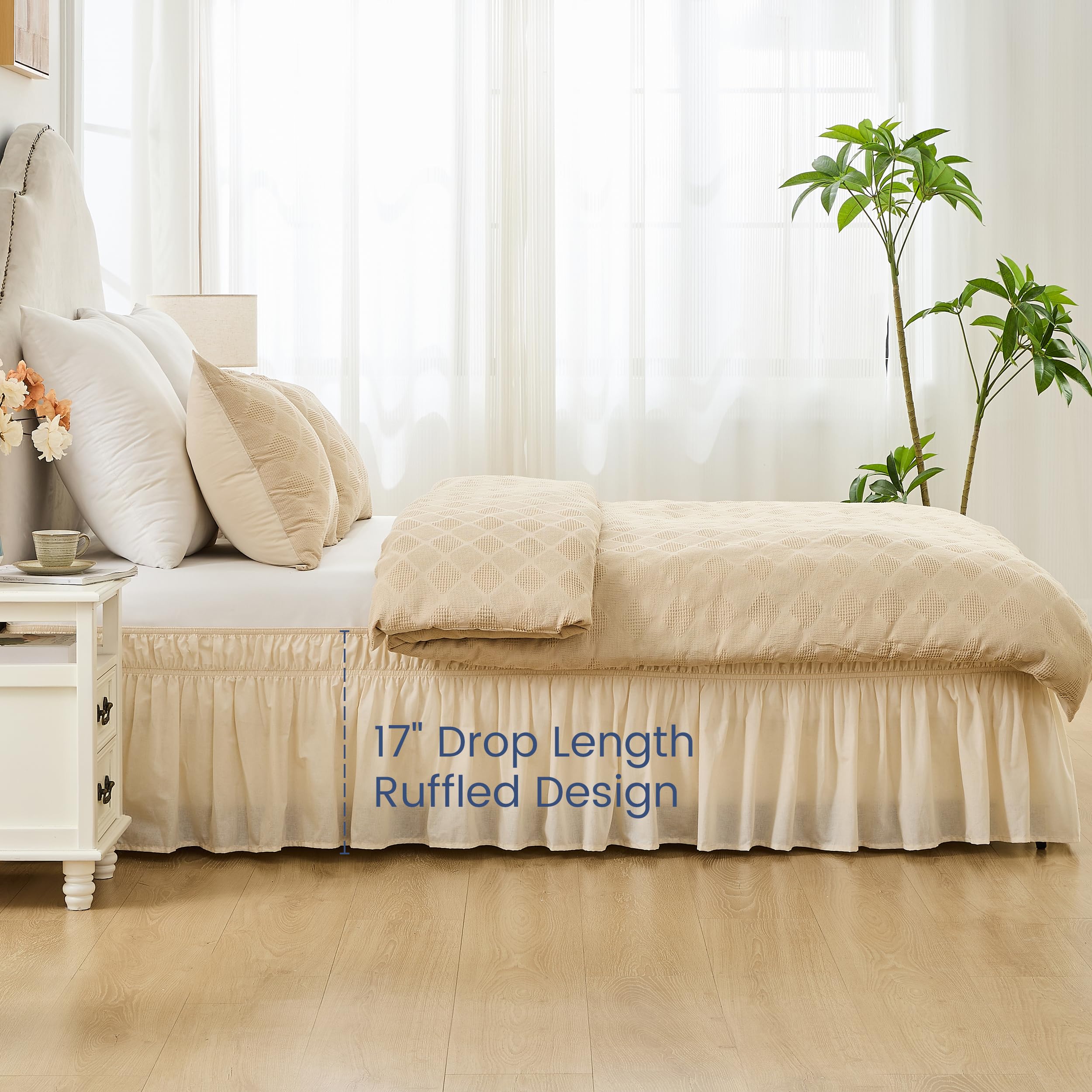 BISELINA Faldón de Cama Ajustable de Algodón de 17" de - Imagen 6