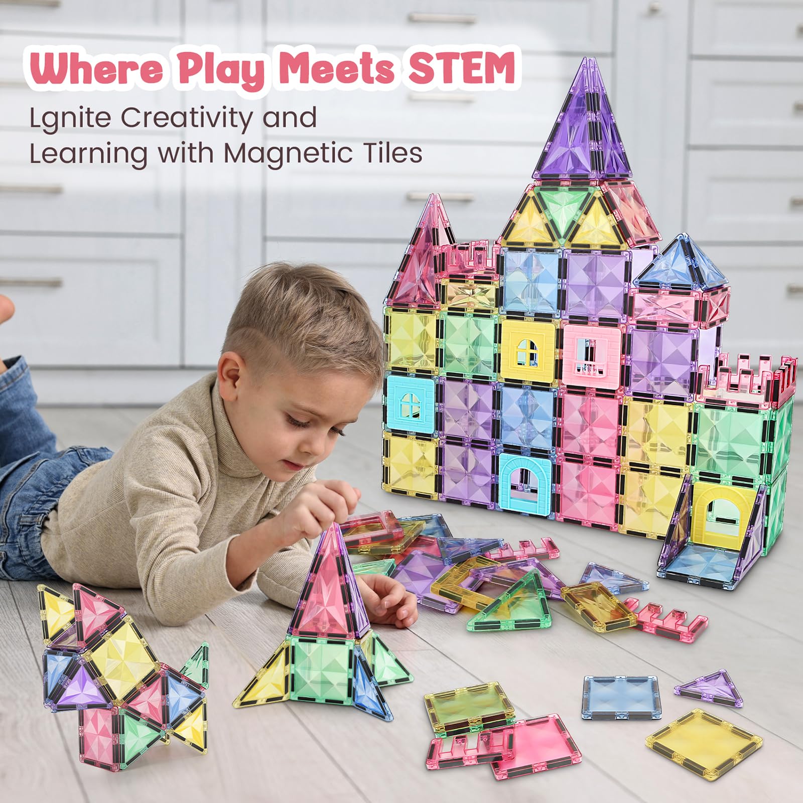 BBMVP Magnetic Building Tiles 120 PCS Magnets Juegos de - Imagen 7