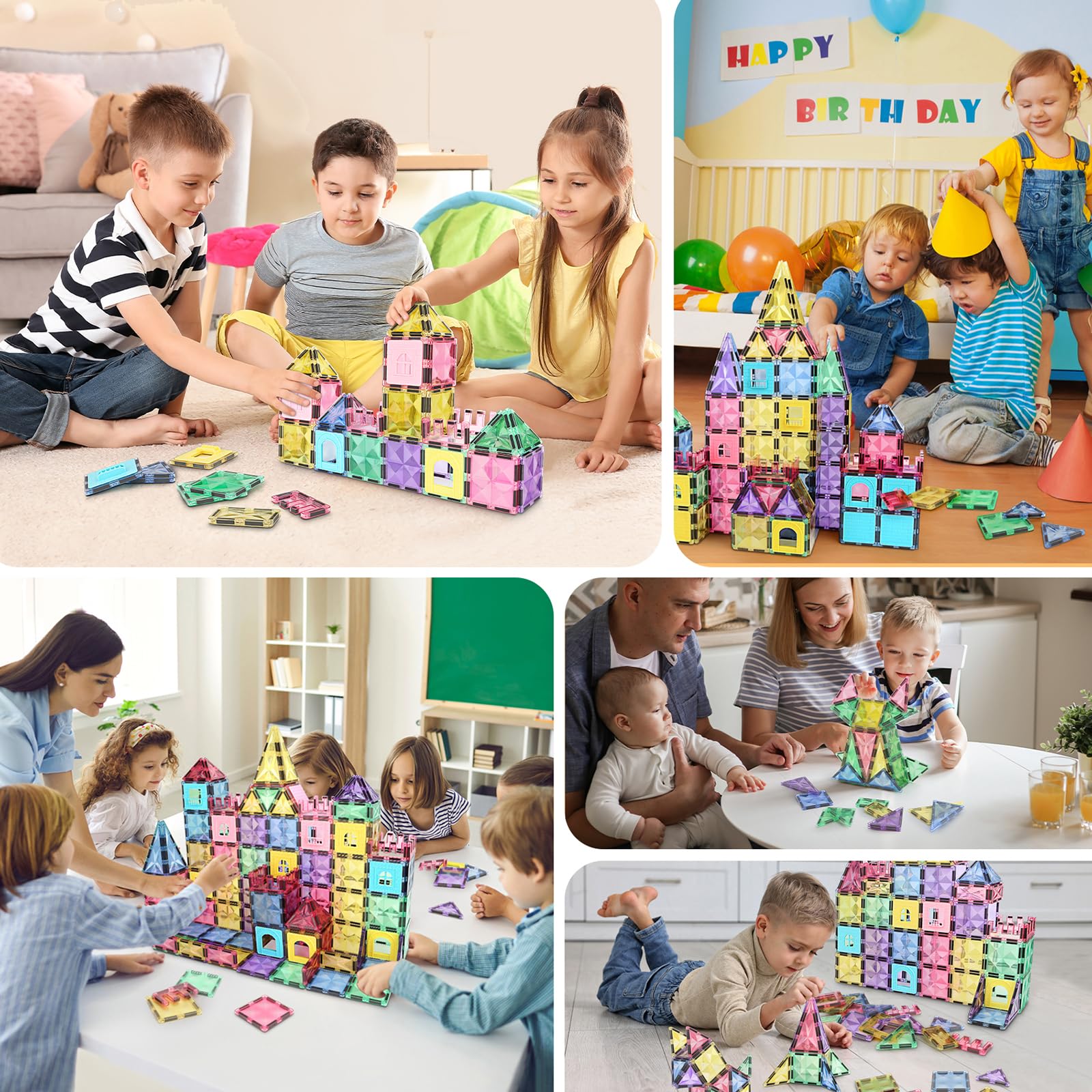 BBMVP Magnetic Building Tiles 120 PCS Magnets Juegos de - Imagen 8