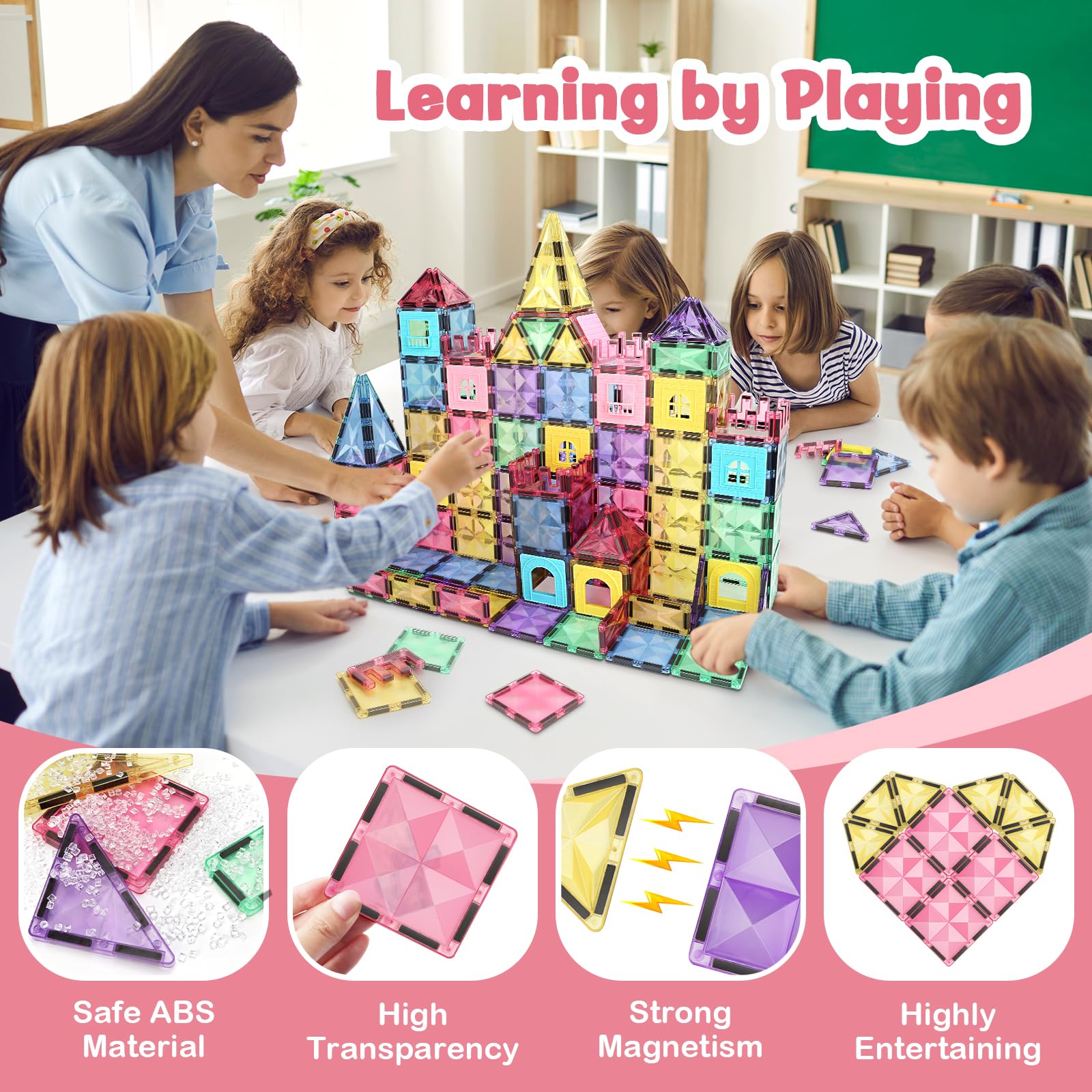 BBMVP Magnetic Building Tiles 120 PCS Magnets Juegos de - Imagen 5