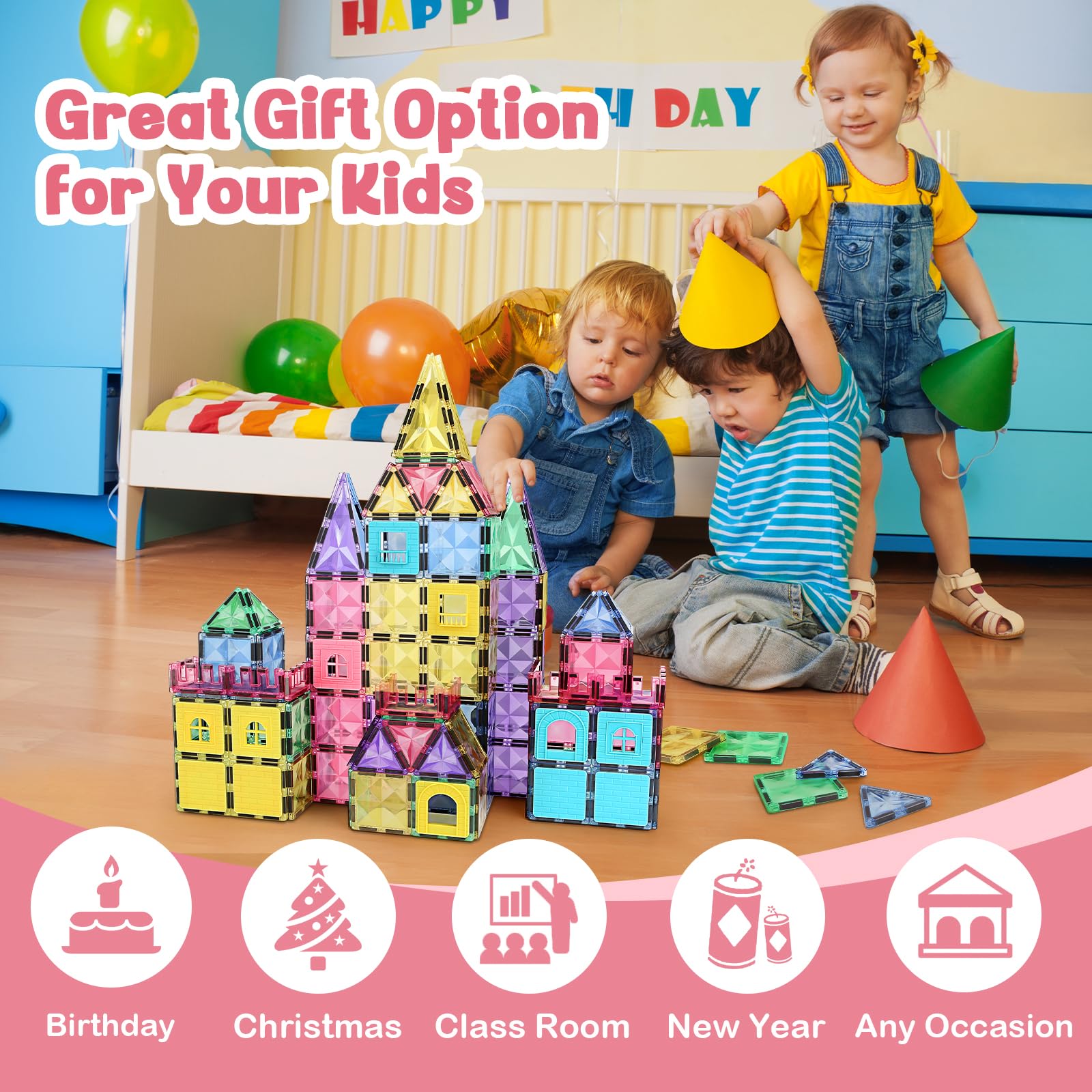 BBMVP Magnetic Building Tiles 120 PCS Magnets Juegos de - Imagen 4