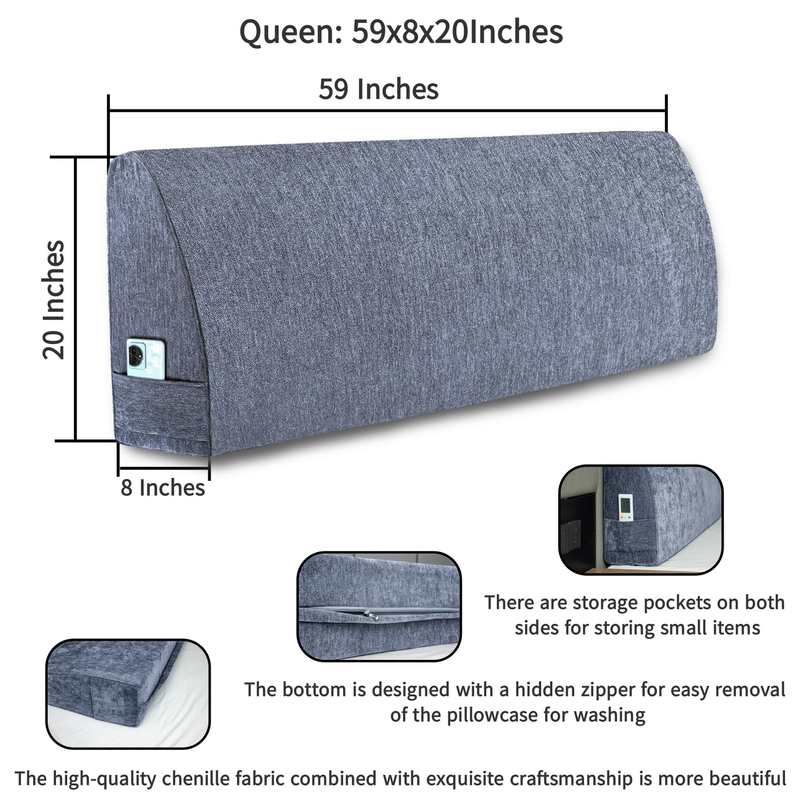 Almohada de cuña para cabecero MOSTUZ -Gris estrellado - Imagen 4