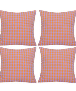 LFH Juego de 4 Fundas de Cojín a Cuadros de Algodón para