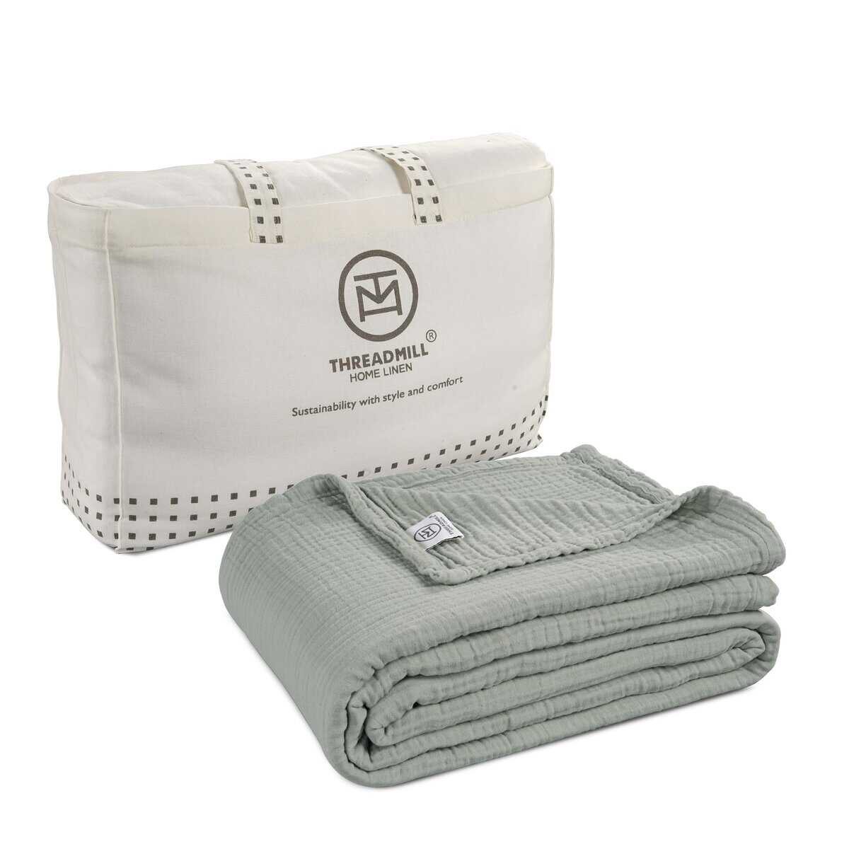 Cobertor de muselina Threadmill para cama -Gris Escocés