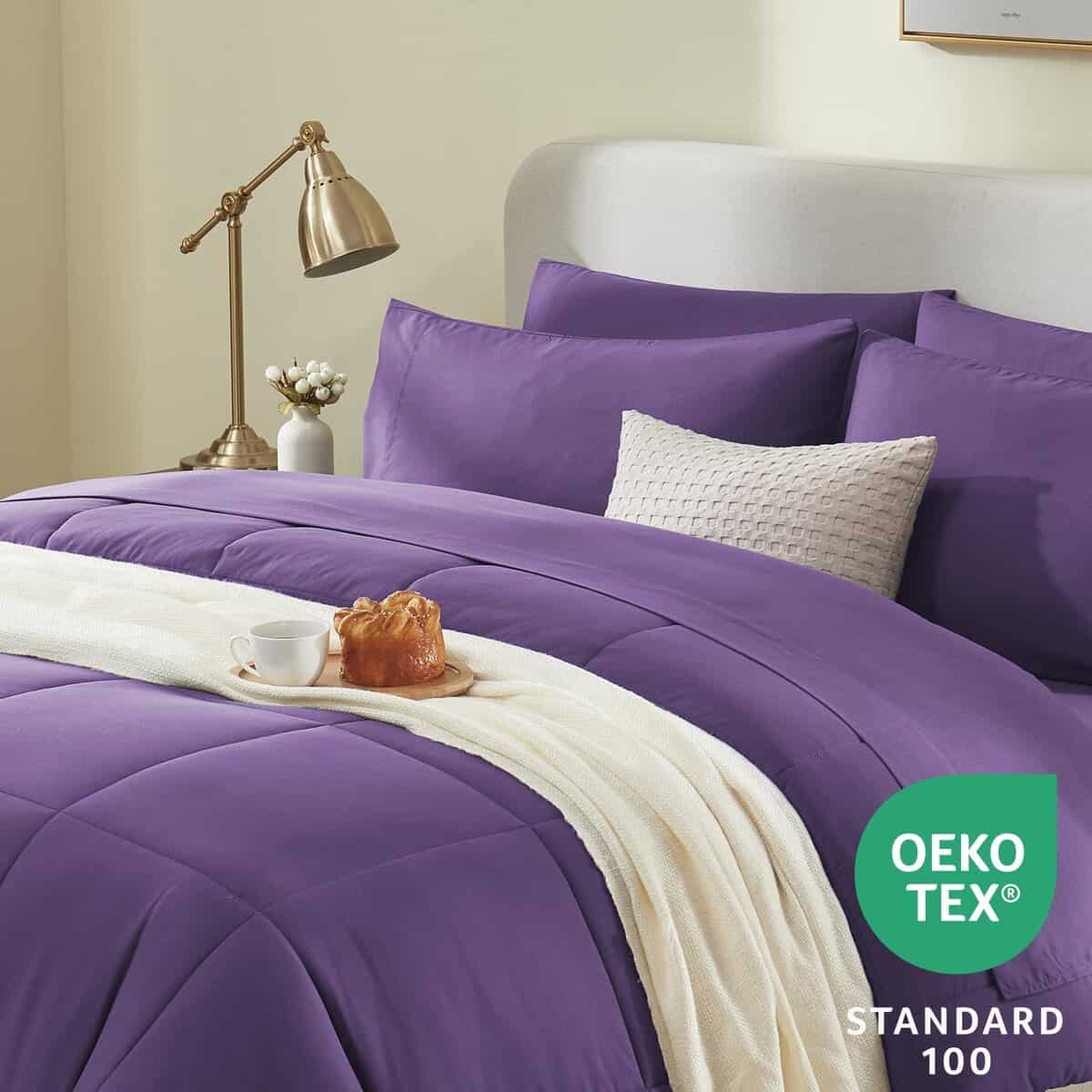 Juego de edredón morado CozyLux Queen 7 piezas Juego de - Imagen 4