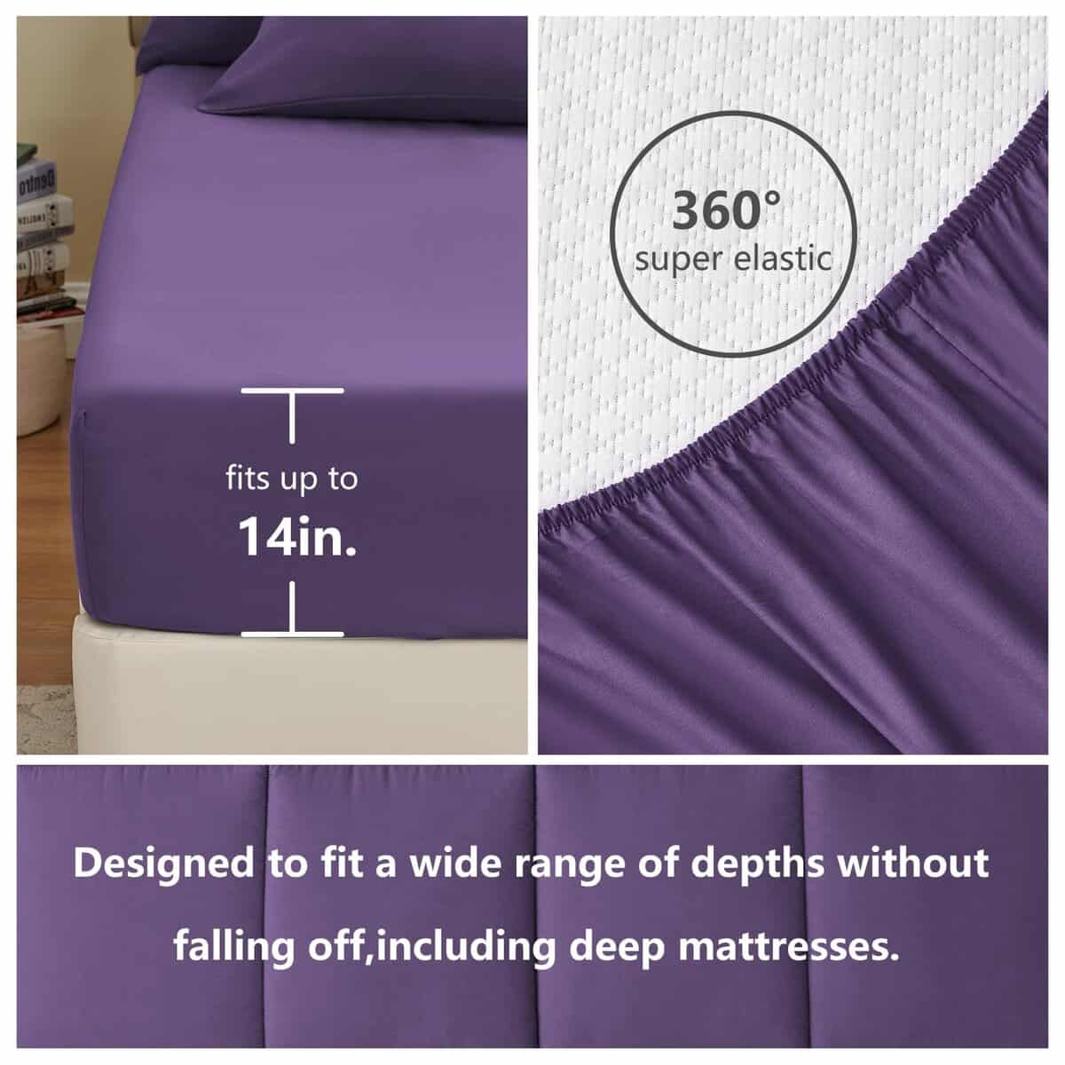 Juego de edredón morado CozyLux Queen 7 piezas Juego de - Imagen 6