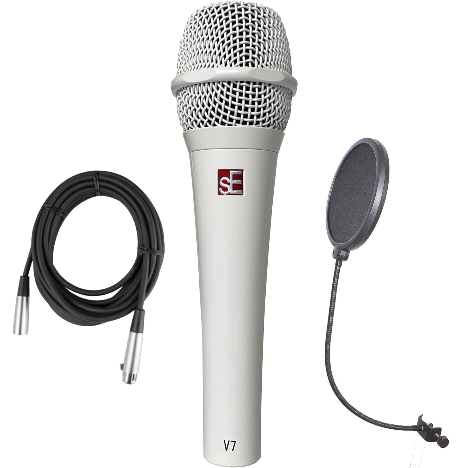 Micrófono vocal de mano dinámico Supercardioide blanco