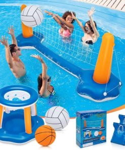 Juego de Voleibol de Piscina y Canasta de Baloncesto