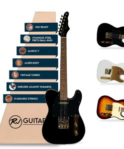 Guitarra Eléctrica RJ Guitars Gigline -Negro y Oro (SE Plus)