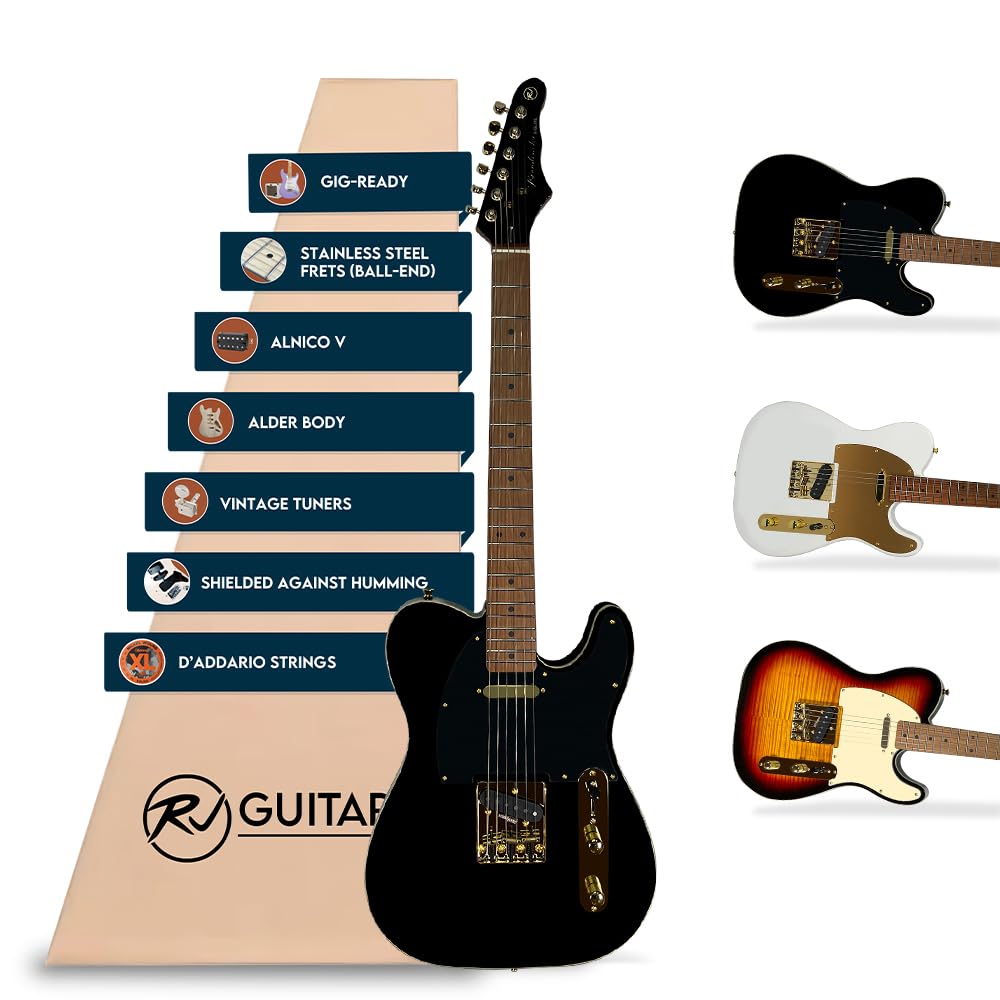 Guitarra Eléctrica RJ Guitars Gigline -Negro y Oro (SE Plus)