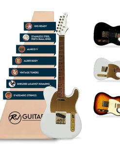 Guitarra Eléctrica RJ Guitars Gigline -Blanco y Dorado