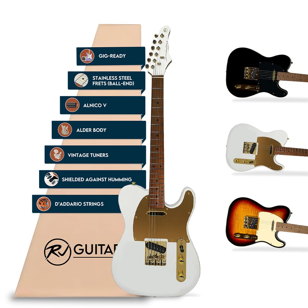 Guitarra Eléctrica RJ Guitars Gigline -Blanco y Dorado