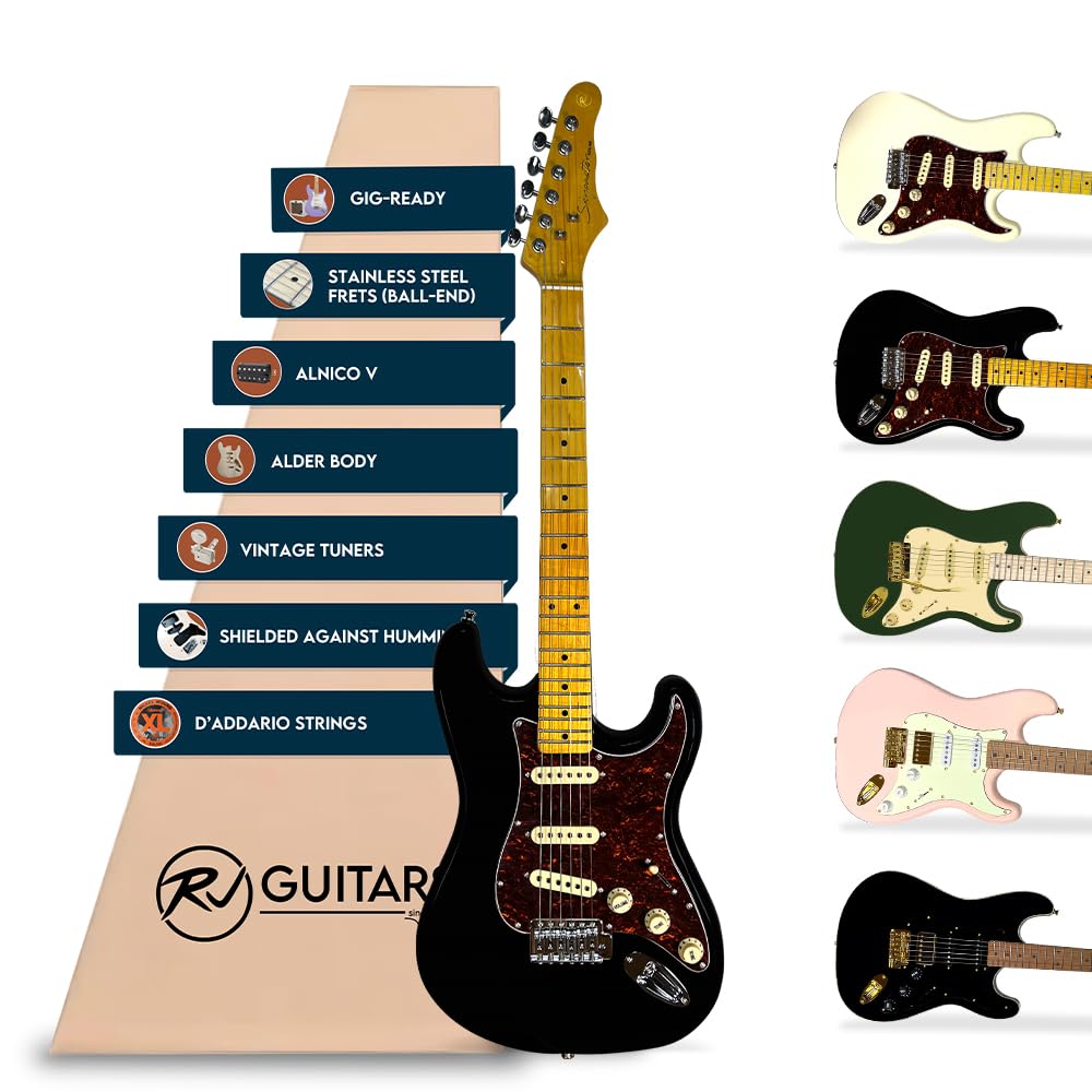 Guitarra Eléctrica RJ Guitars Gigline -Negro con Golpeador d