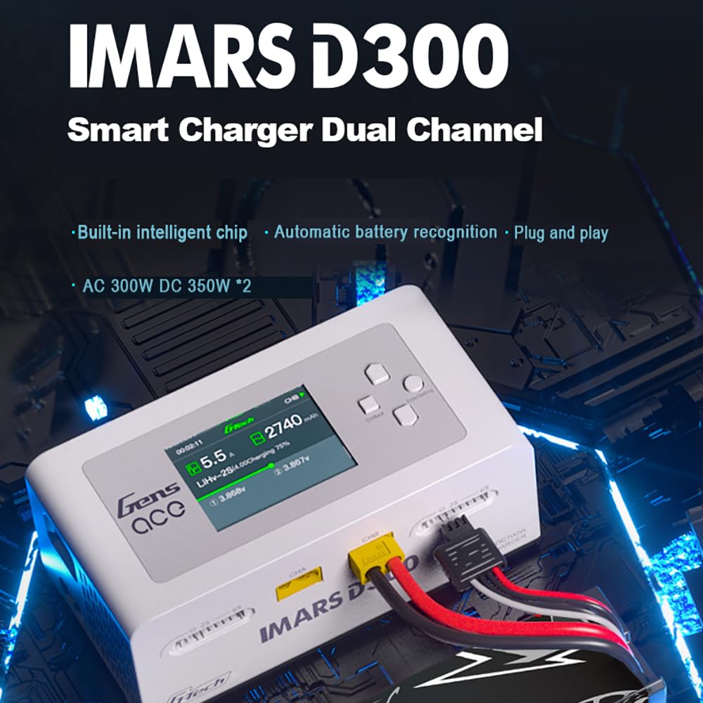 Cargador de batería Lipo SoloGood Gens Ace IMARS D300 16A - Imagen 4