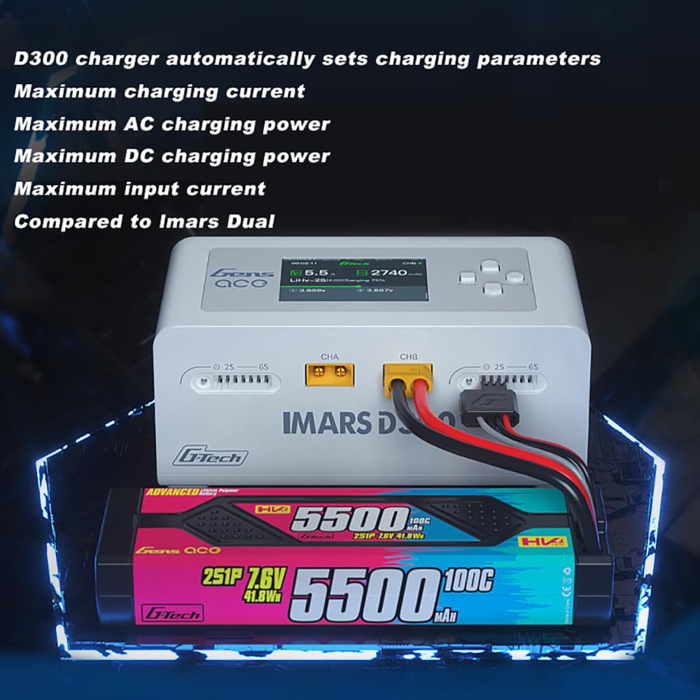 Cargador de batería Lipo SoloGood Gens Ace IMARS D300 16A - Imagen 3
