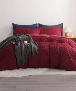 Juego de Funda de Edredón NTBAY de 2 -Rojo Vino
