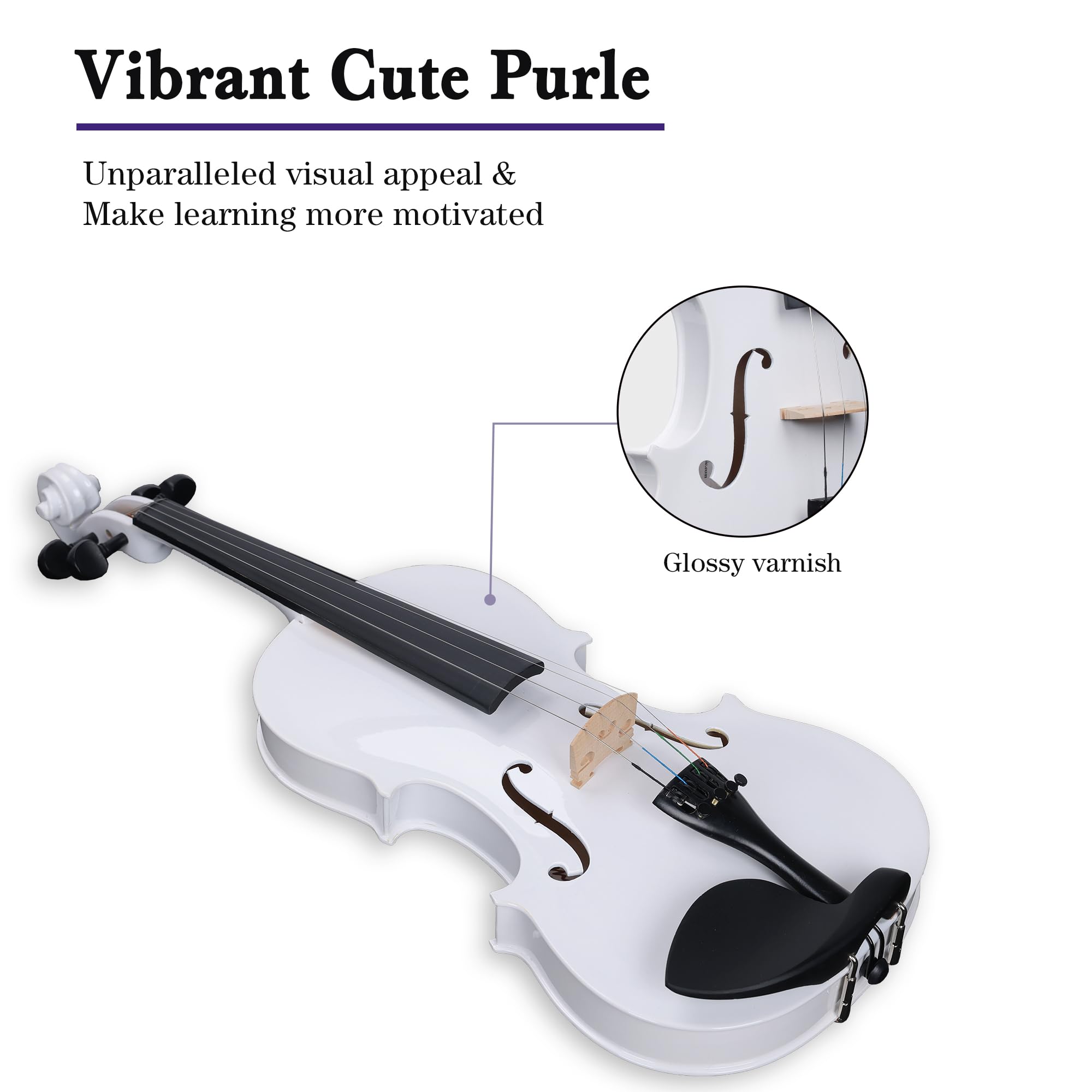 Violín Acústico ADM para Niños -Blanco - Imagen 4